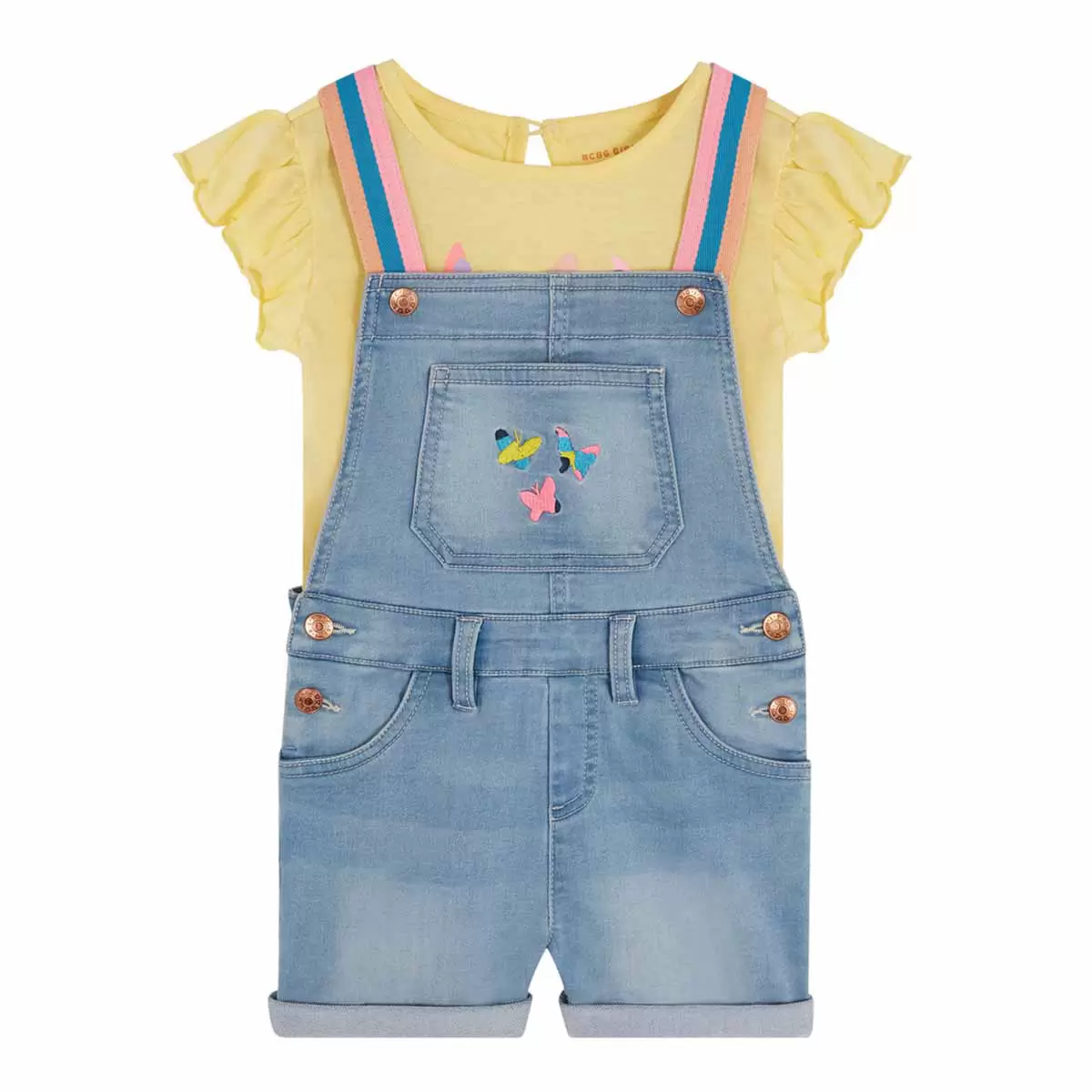BCBG 女童吊帶短褲組 淺藍 6T