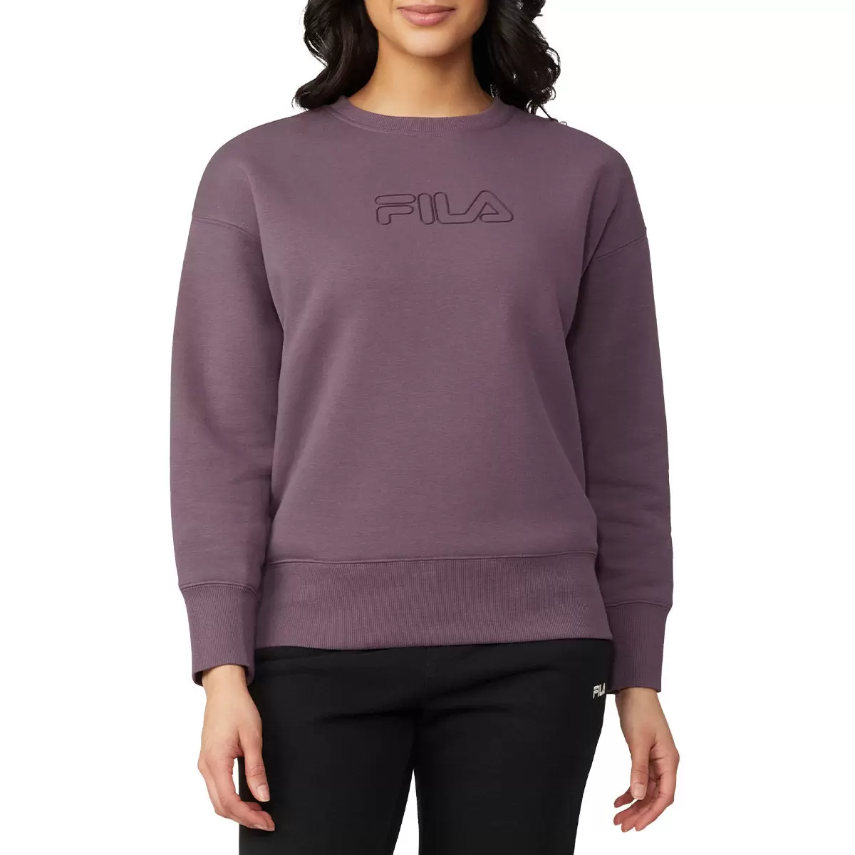 Fila 女Logo圓領長袖上衣 淺紫 XL