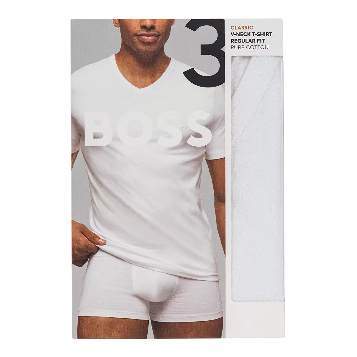 Hugo Boss 男V領短袖內衣三入組 白 L