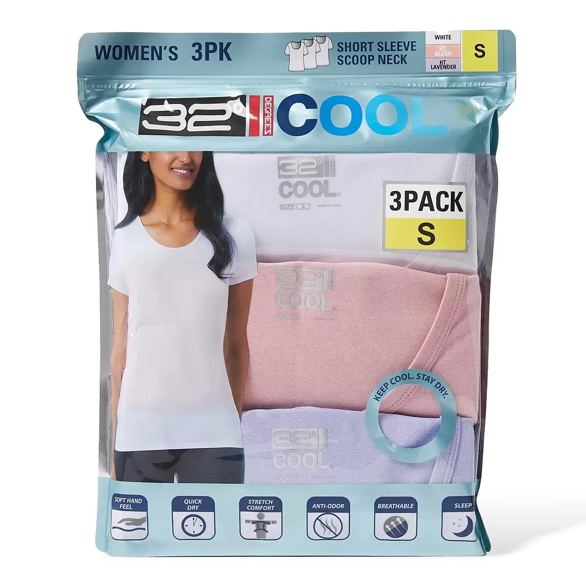 32 Degrees 女短袖涼感T恤3入組