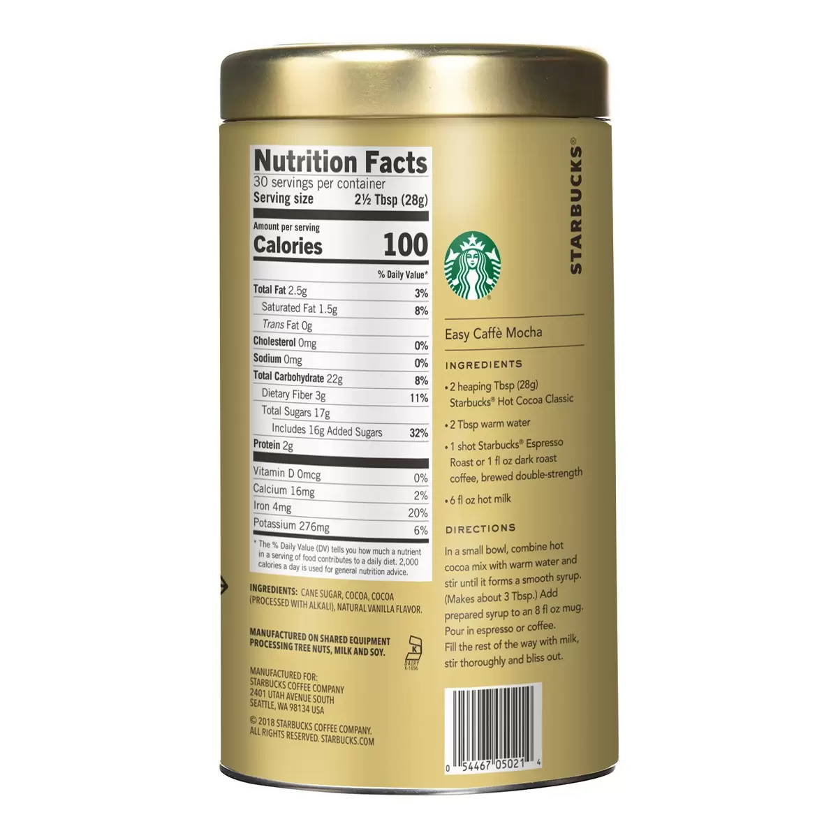 Starbucks 罐裝經典可可粉 850公克