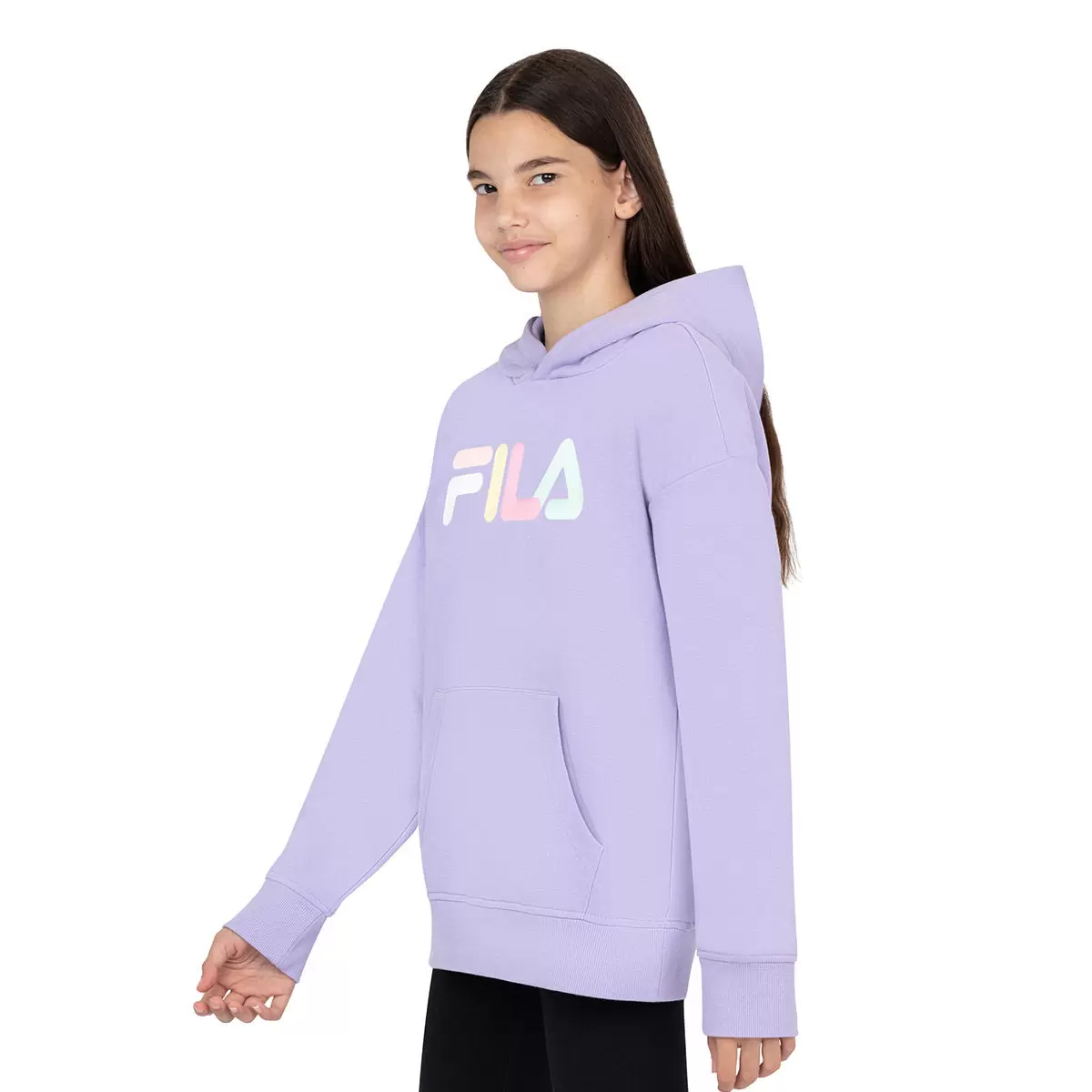 Fila 兒童連帽刷毛上衣 淺紫 S