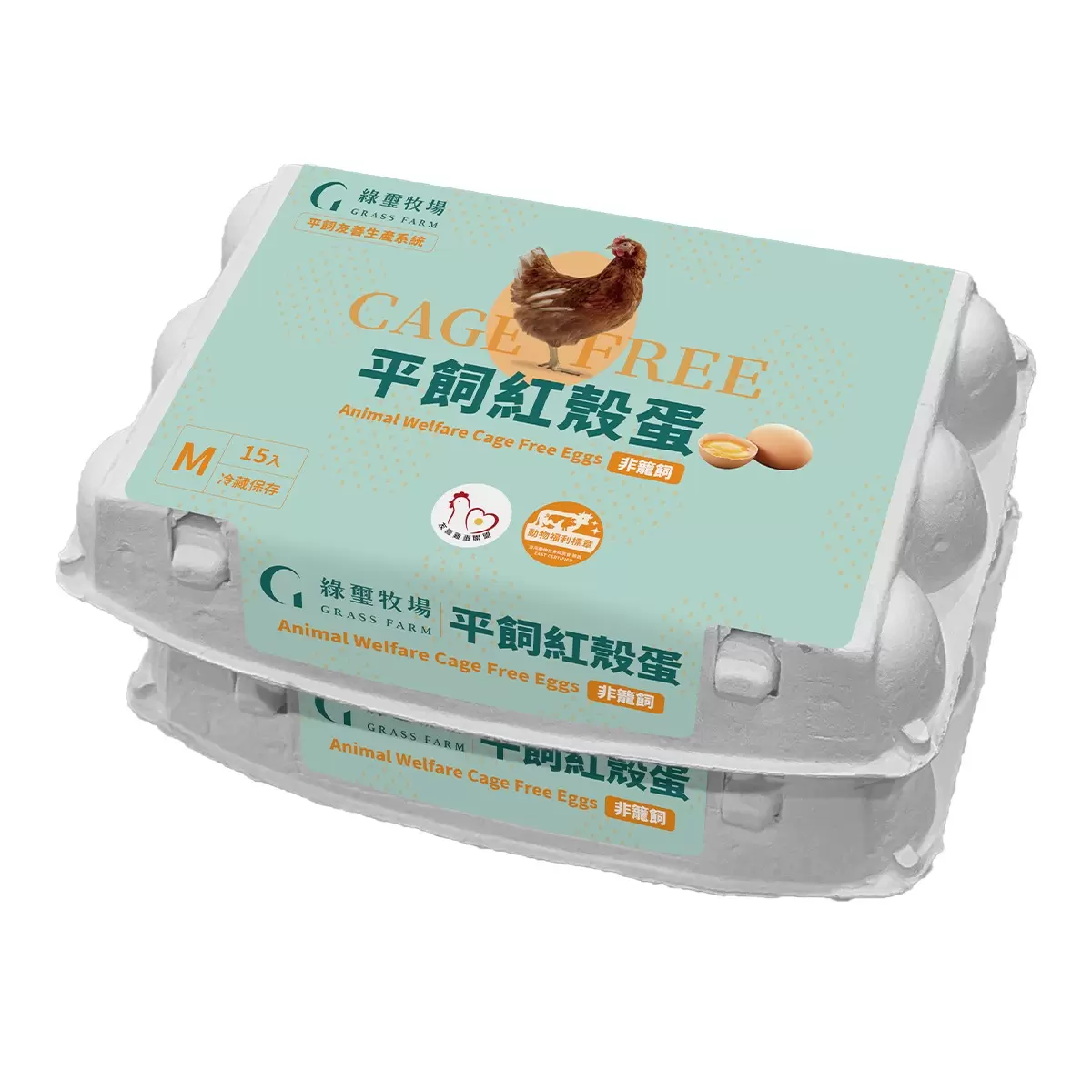 綠璽牧場 平飼紅殼雞蛋 M規格 15顆 X 2盒 - 1
