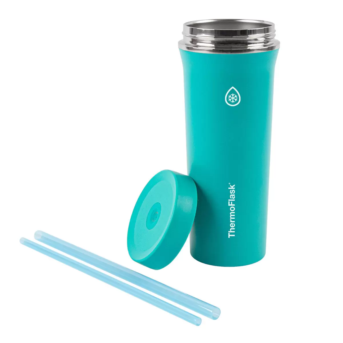 ThermoFlask 不鏽鋼吸管隨行杯 950毫升 X 2件組 黑 + 綠