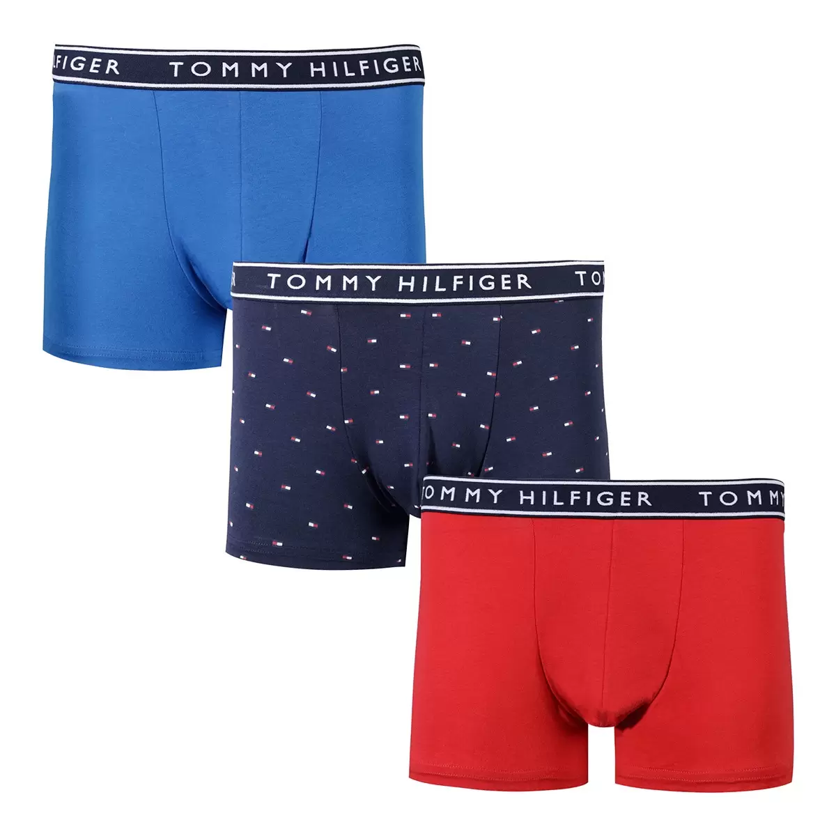 Tommy Hilfiger 男平口四角內褲三入組 藍 / 深藍 / 紅色組 S