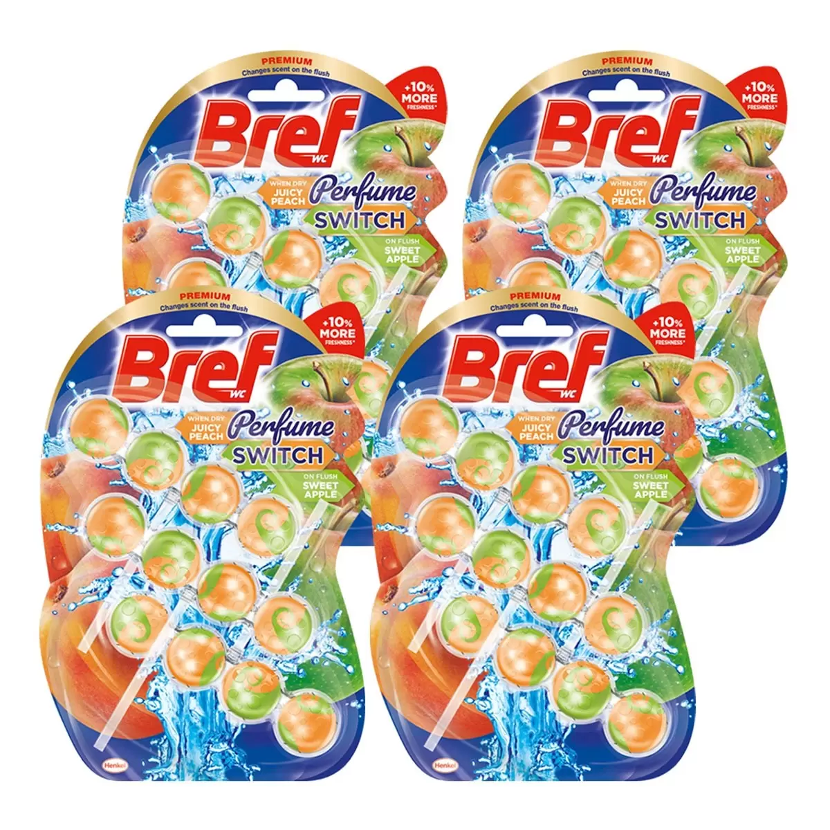 Bref 妙力 懸掛式馬桶清潔球 蜜桃甜蘋香氛 50公克 X 3入 X 4組