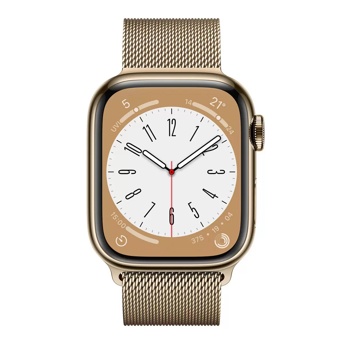 Apple Watch S8 (GPS + 行動網路) 41公釐金色不鏽鋼錶殼 金色米蘭式錶環