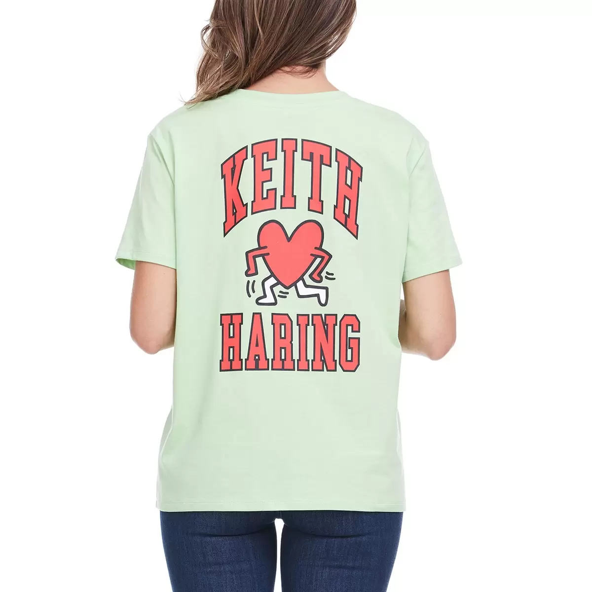 Keith Haring 女塗鴉短袖上衣 淺綠 S