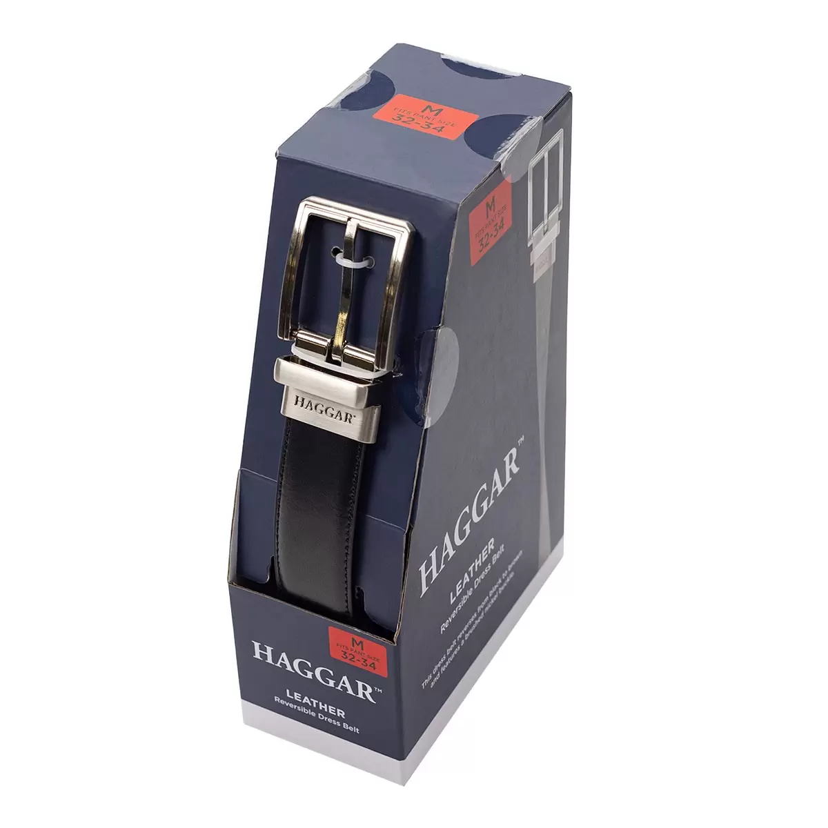 Haggar 男雙面皮帶 黑 XL