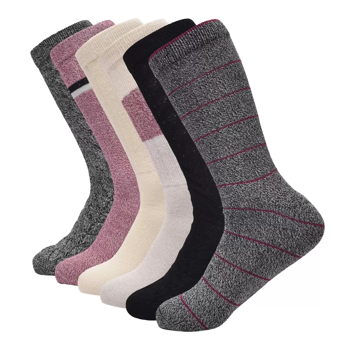 Lucky Brand 女室內保暖中長襪六入組 桃紅色組