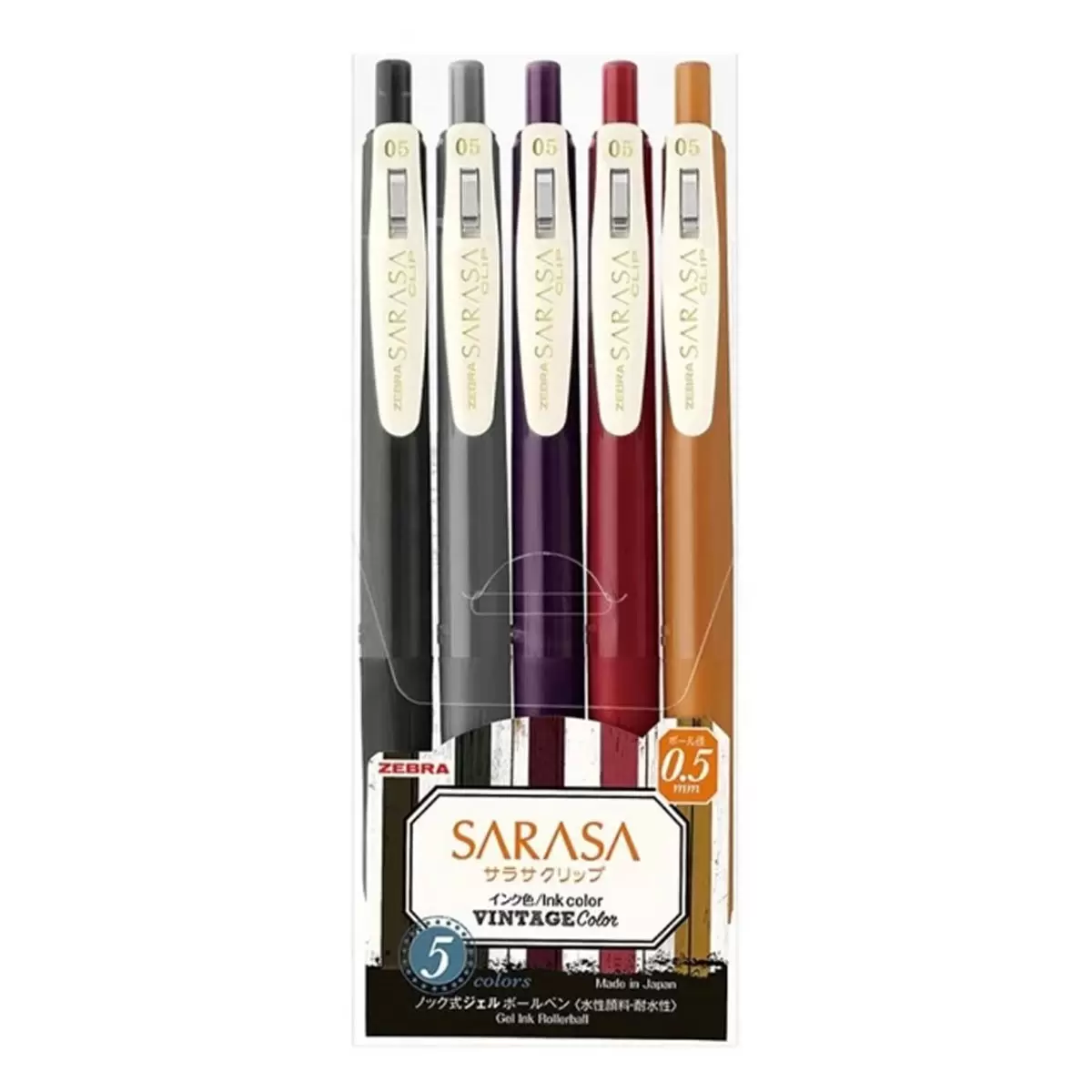 Zebra Sarasa Clip 典雅風鋼珠筆0.5公釐 5色組 X 4入 第二代
