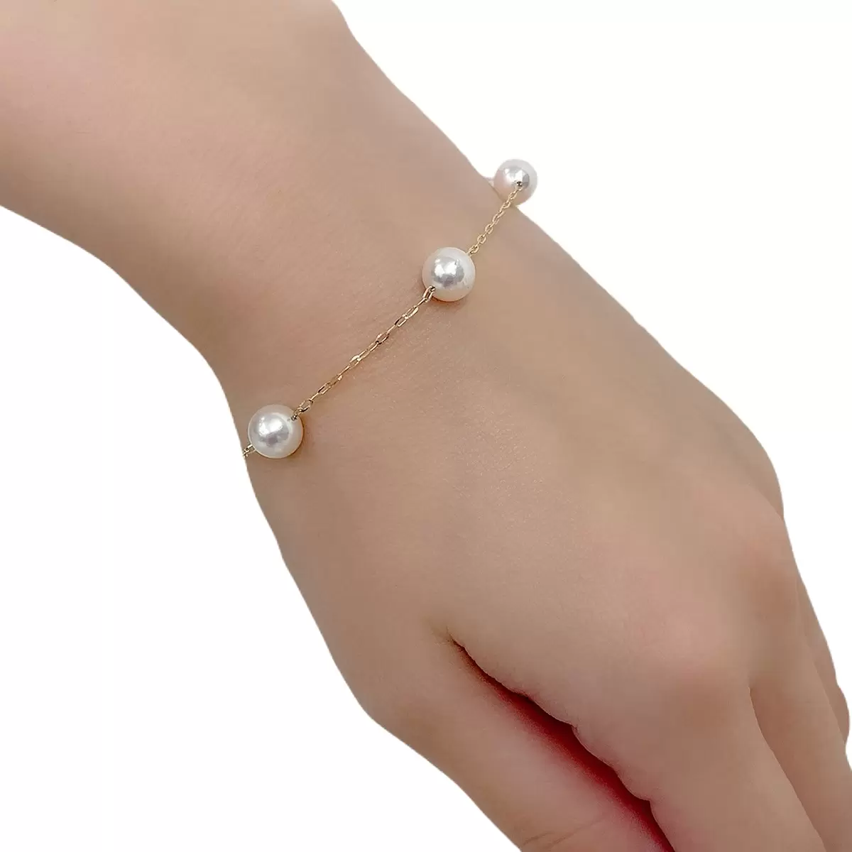 Tokyo Pearl 18K黃K金 6.0公釐 - 6.5公釐 Akoya 珍珠手環 - 5