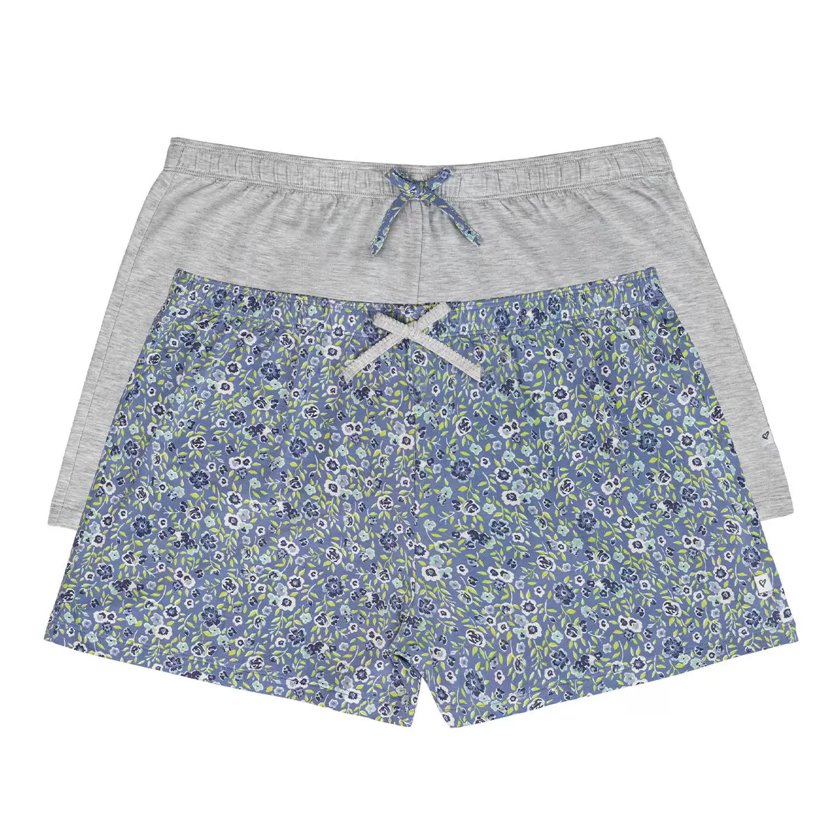 Jane & Bleecker 女居家短褲兩件組 淺灰 & 印花 XL