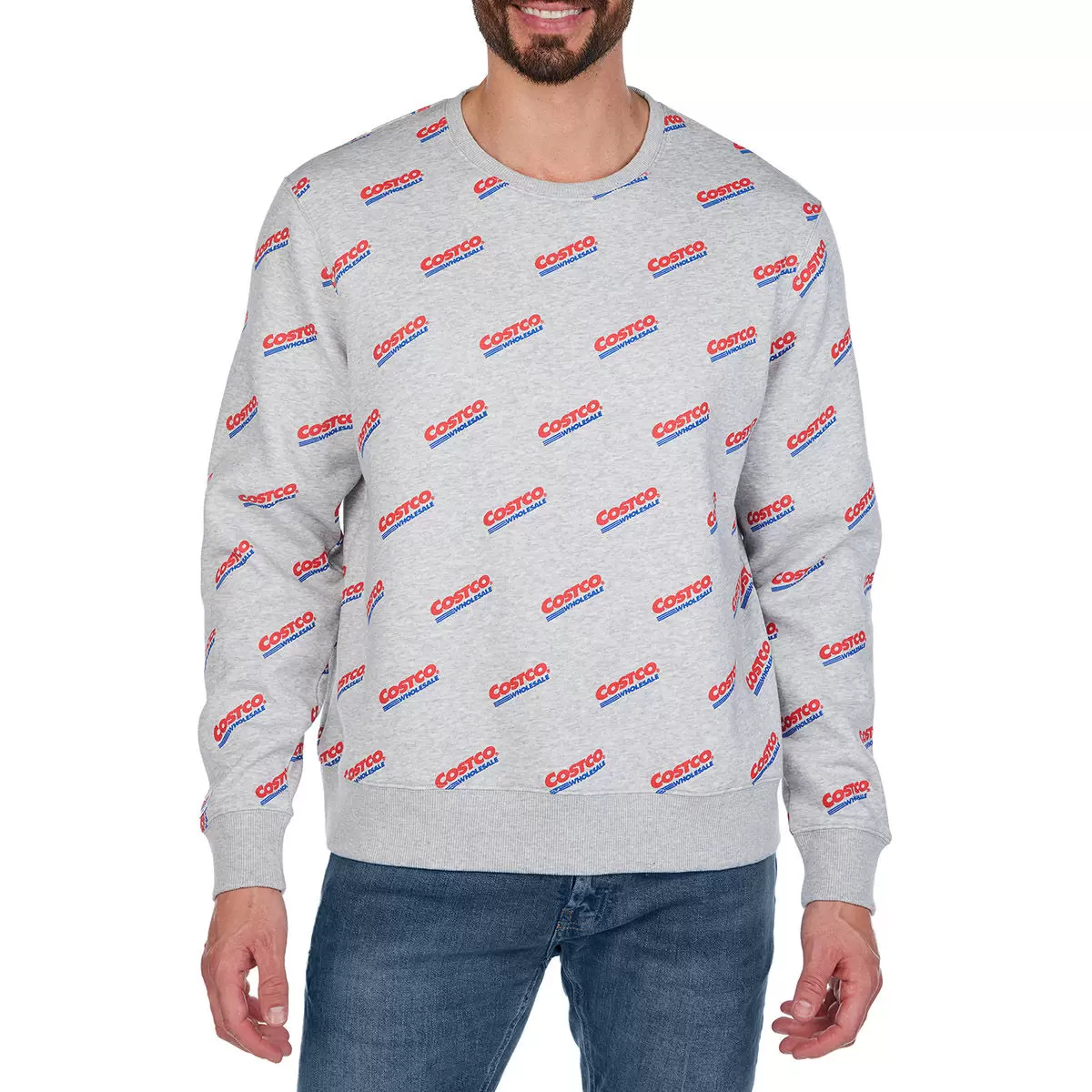 Kirkland Signature 科克蘭 Logo 棉質圓領長袖上衣 灰 Men's XS = Ladies' S