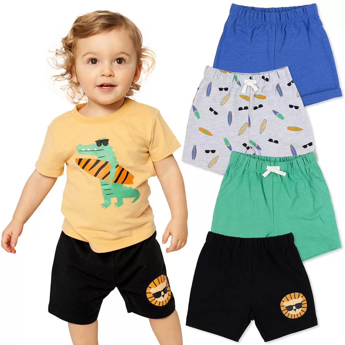Pekkle 兒童短褲 4入組 衝浪鱷魚 4T
