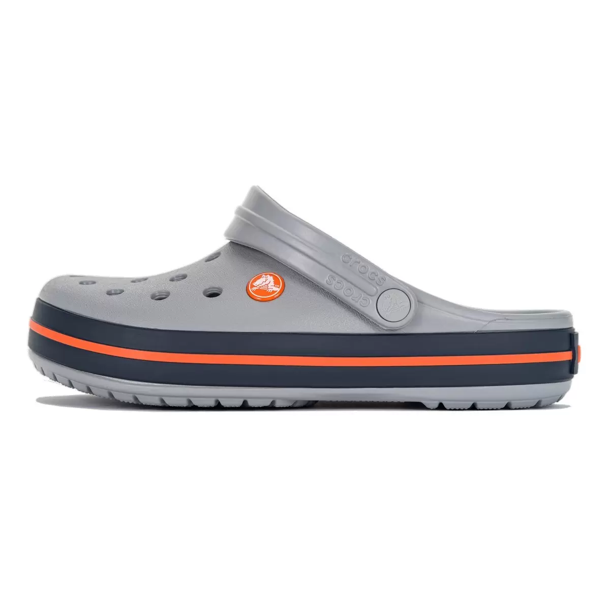 Crocs 中性款涼鞋 灰底橘邊條 US 7
