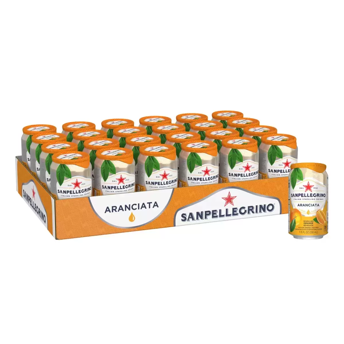 San Pellegrino 聖沛黎洛 氣泡水果飲料 甜橙口味 330毫升 X 24罐