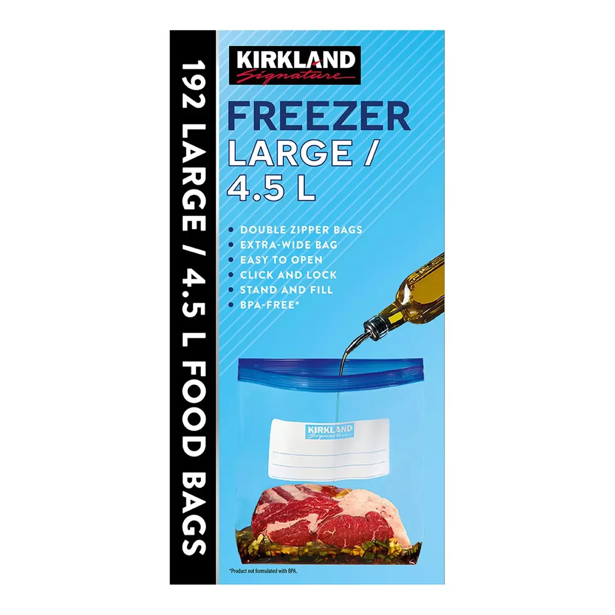 Kirkland Signature 科克蘭 雙層夾鏈冷凍保鮮袋 (大) 32入 X 6盒 - 2