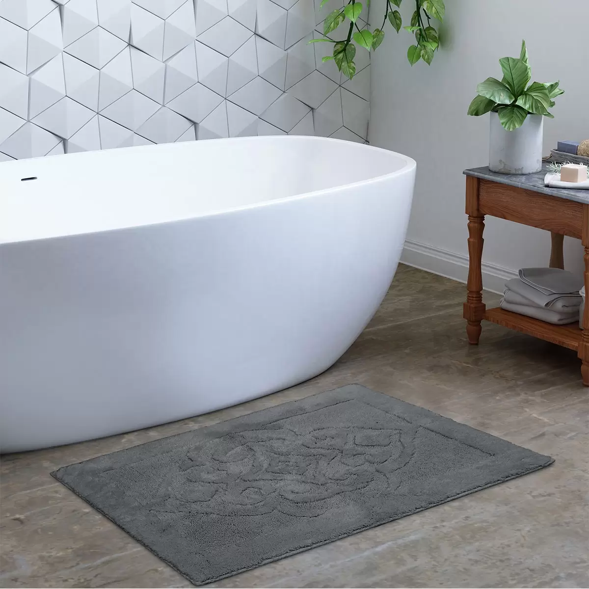 Interior & Style 浴室地墊2入組 60 公分 X 91 公分 灰