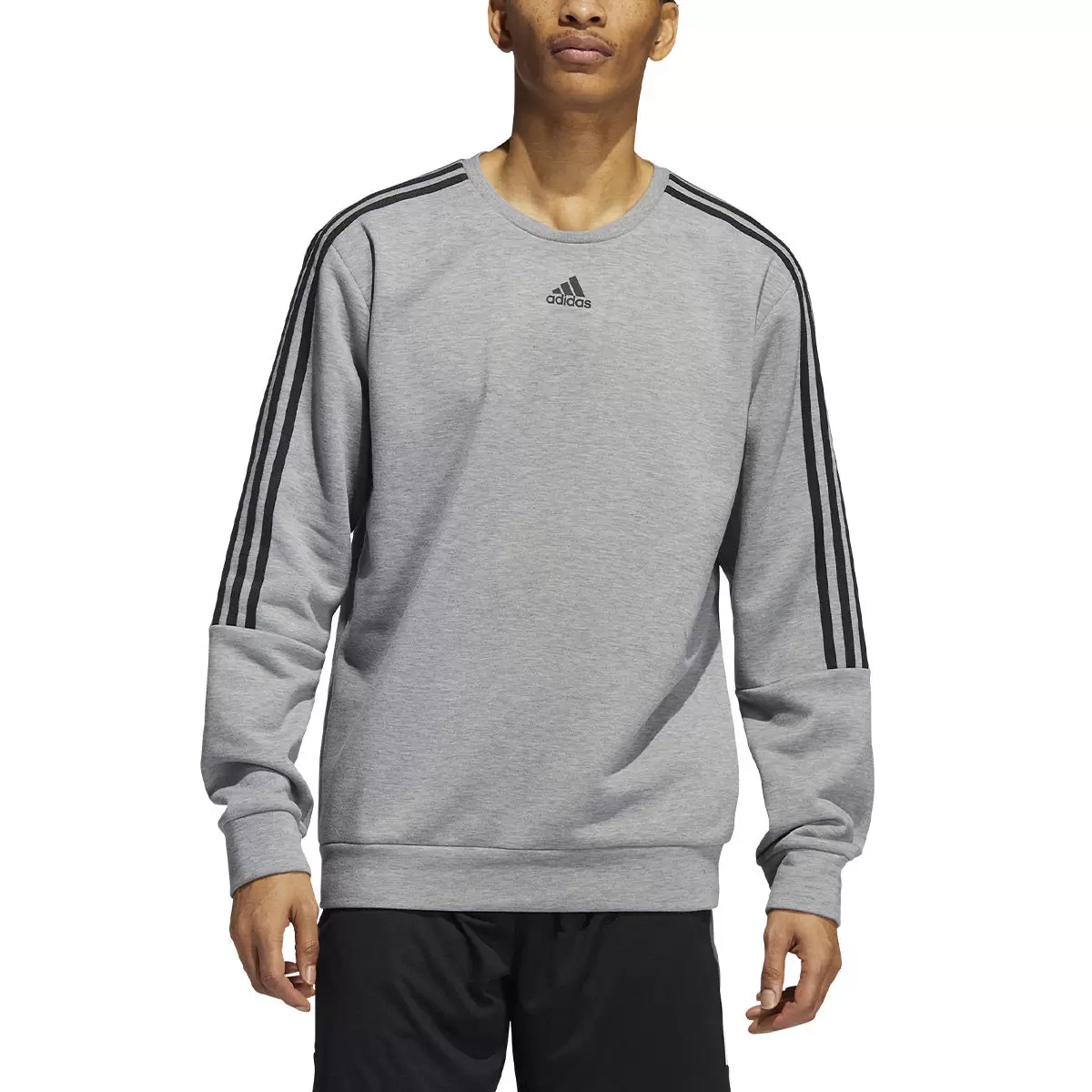 Adidas 男毛圈布圓領長袖上衣 灰 S
