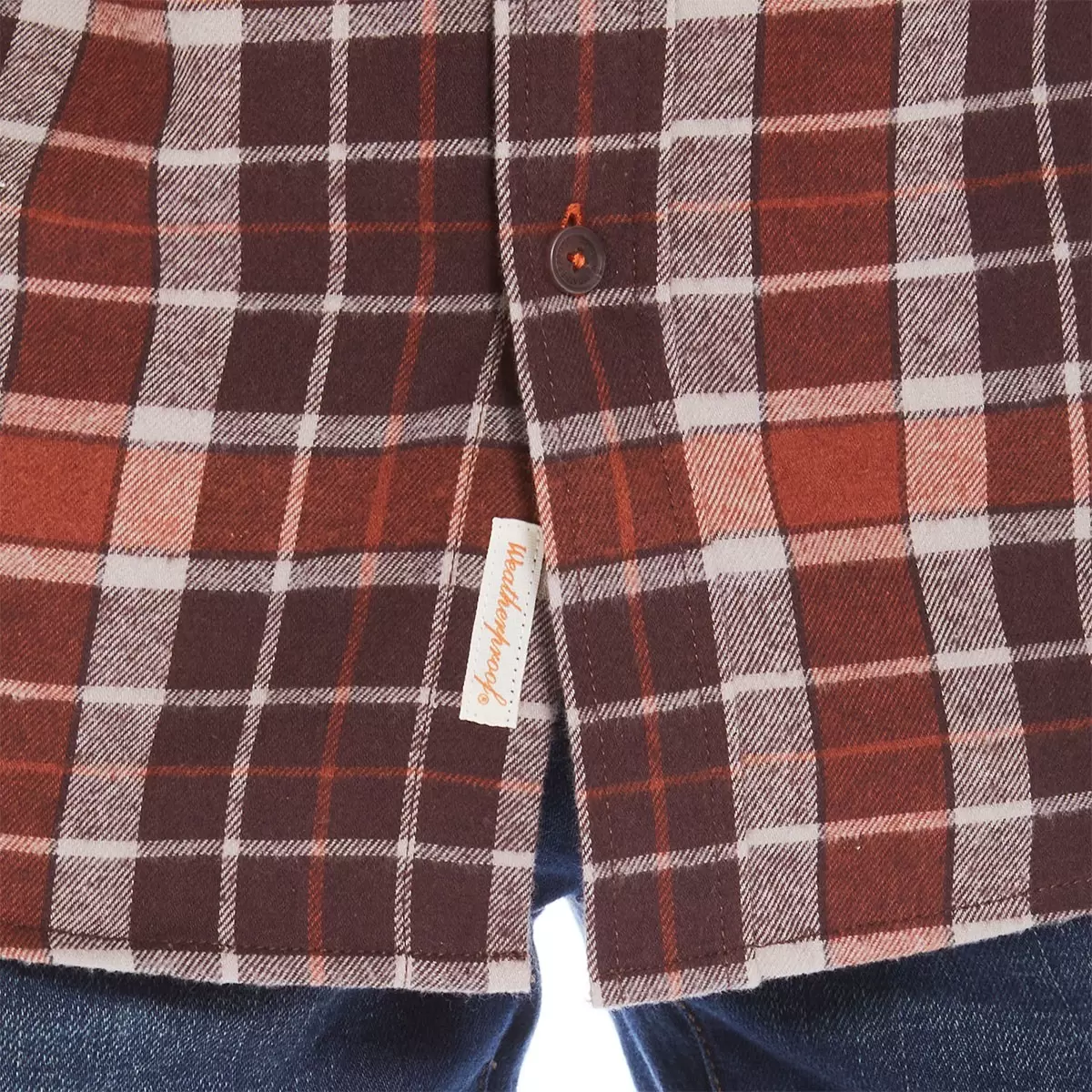 Weatherproof Vintage 男法蘭絨長袖襯衫 棕紅格紋