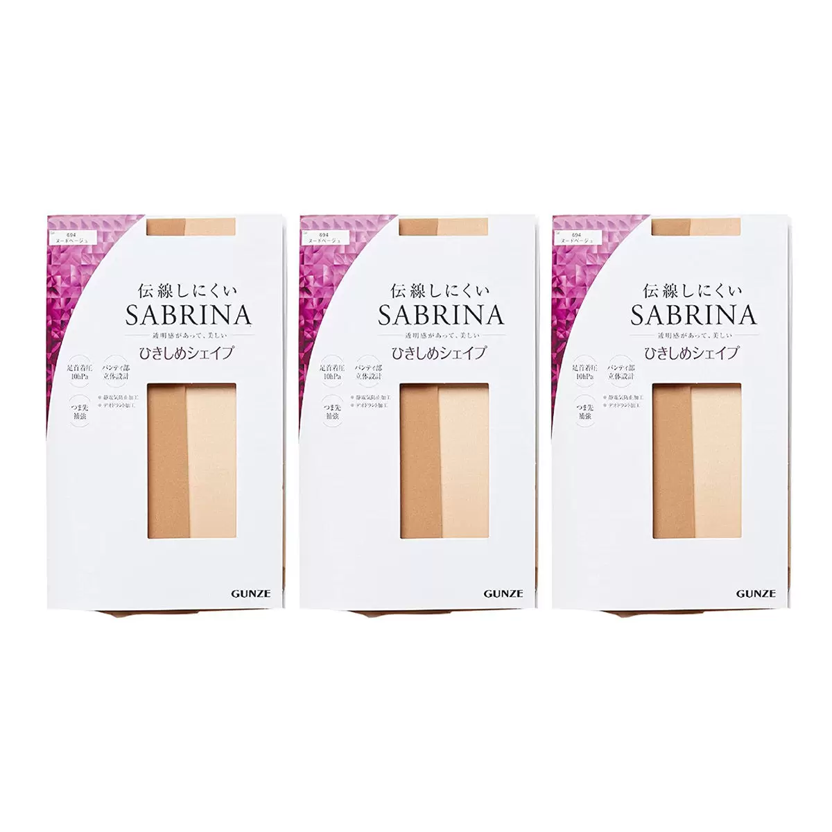 Sabrina 女防靜電褲襪三入組 膚色 M / L