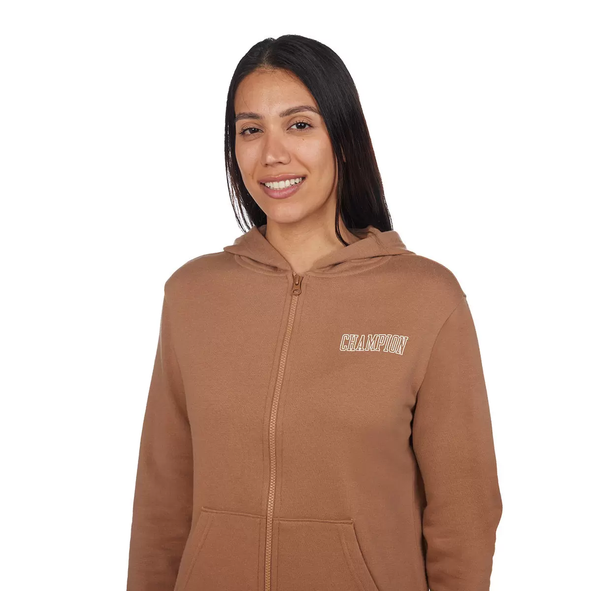 Champion 女拉鍊連帽外套 咖啡