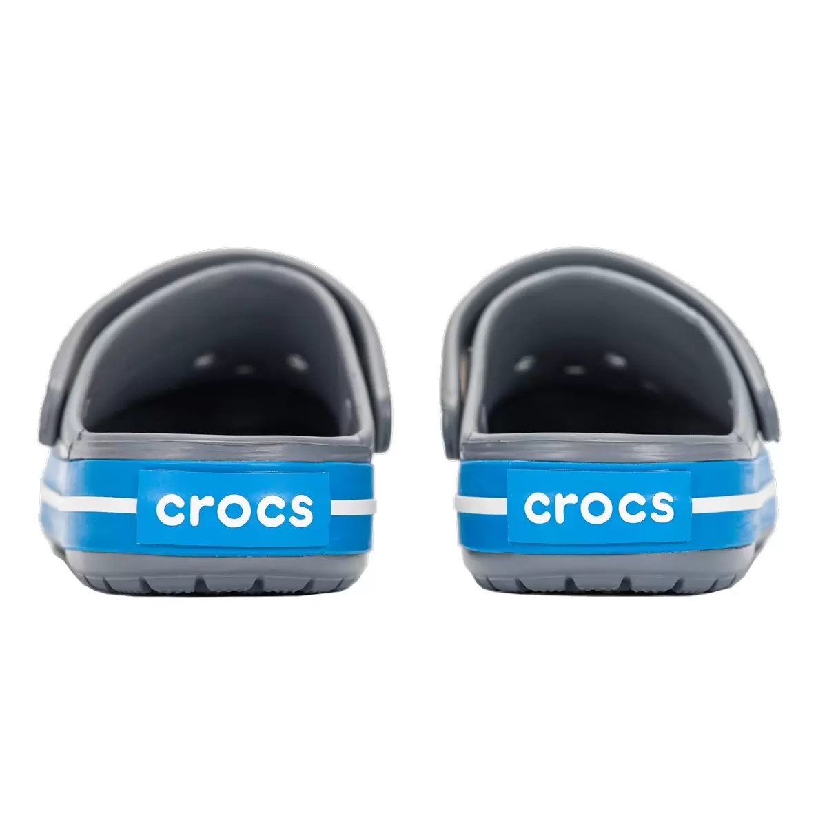 Crocs 中性款涼鞋 灰底淺藍邊條 US 8