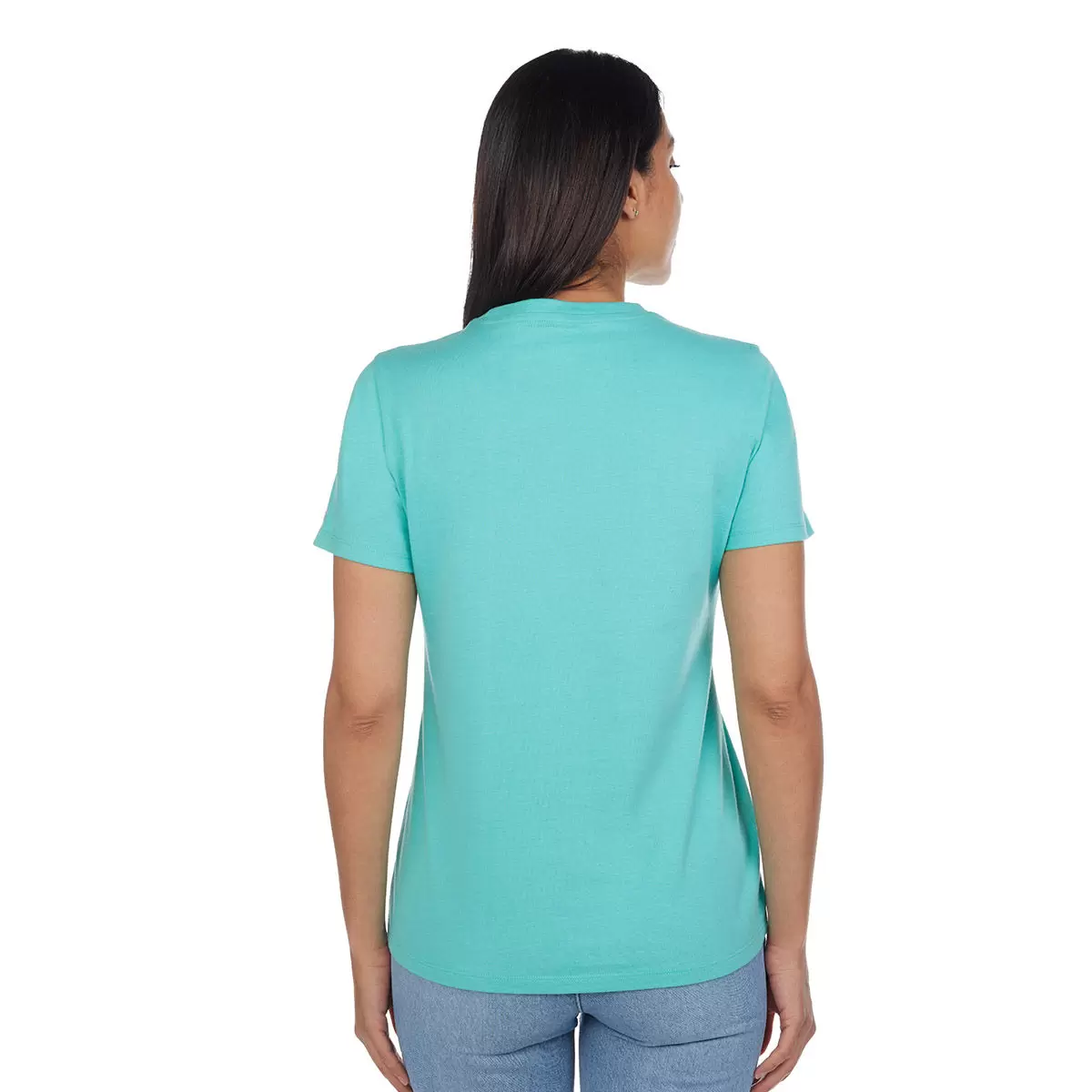 Champion 女Logo純棉圓領短袖上衣 藍 M