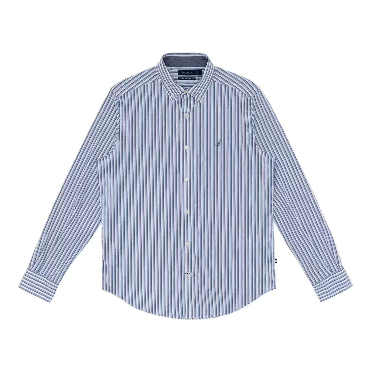 Nautica 男長袖襯衫 藍白條紋 S