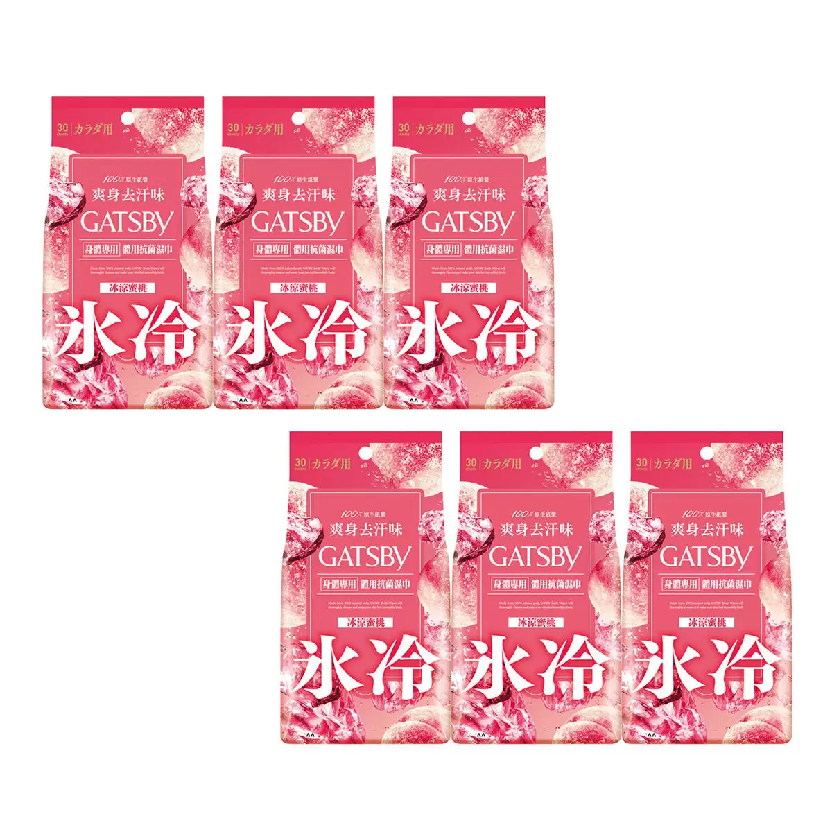 Gatsby 體用抗菌濕巾 冰涼蜜桃 30張 X 6入