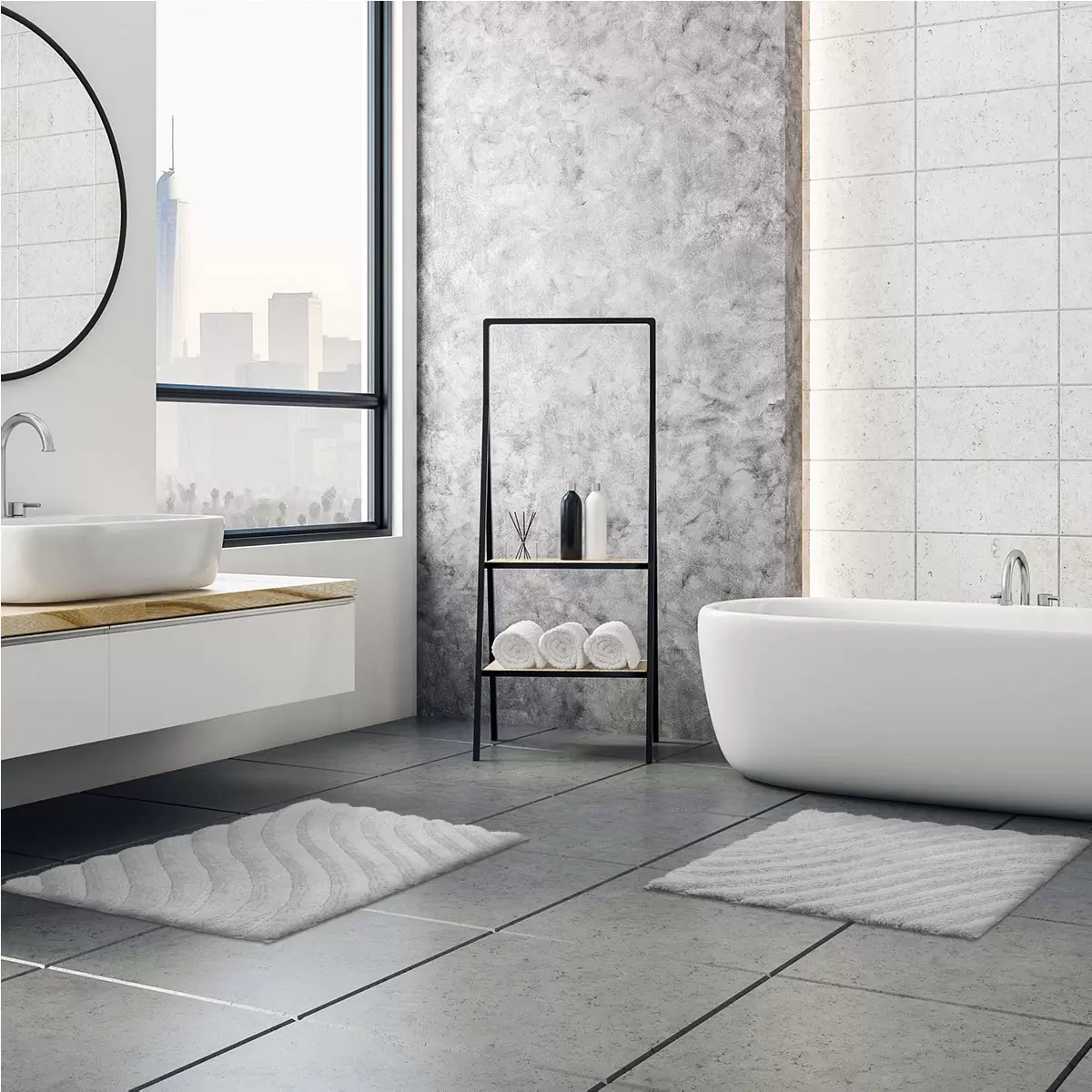 Riviera Home 防滑浴室地墊 2入 45公分 X 60公分 灰
