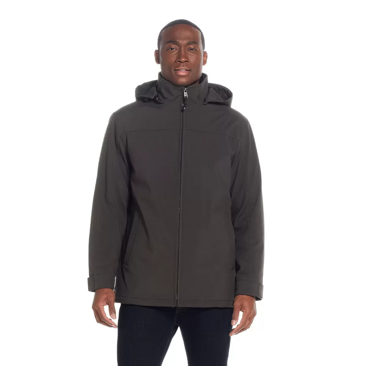 Weatherproof 男雙拉鍊防潑水連帽外套 深咖啡 L
