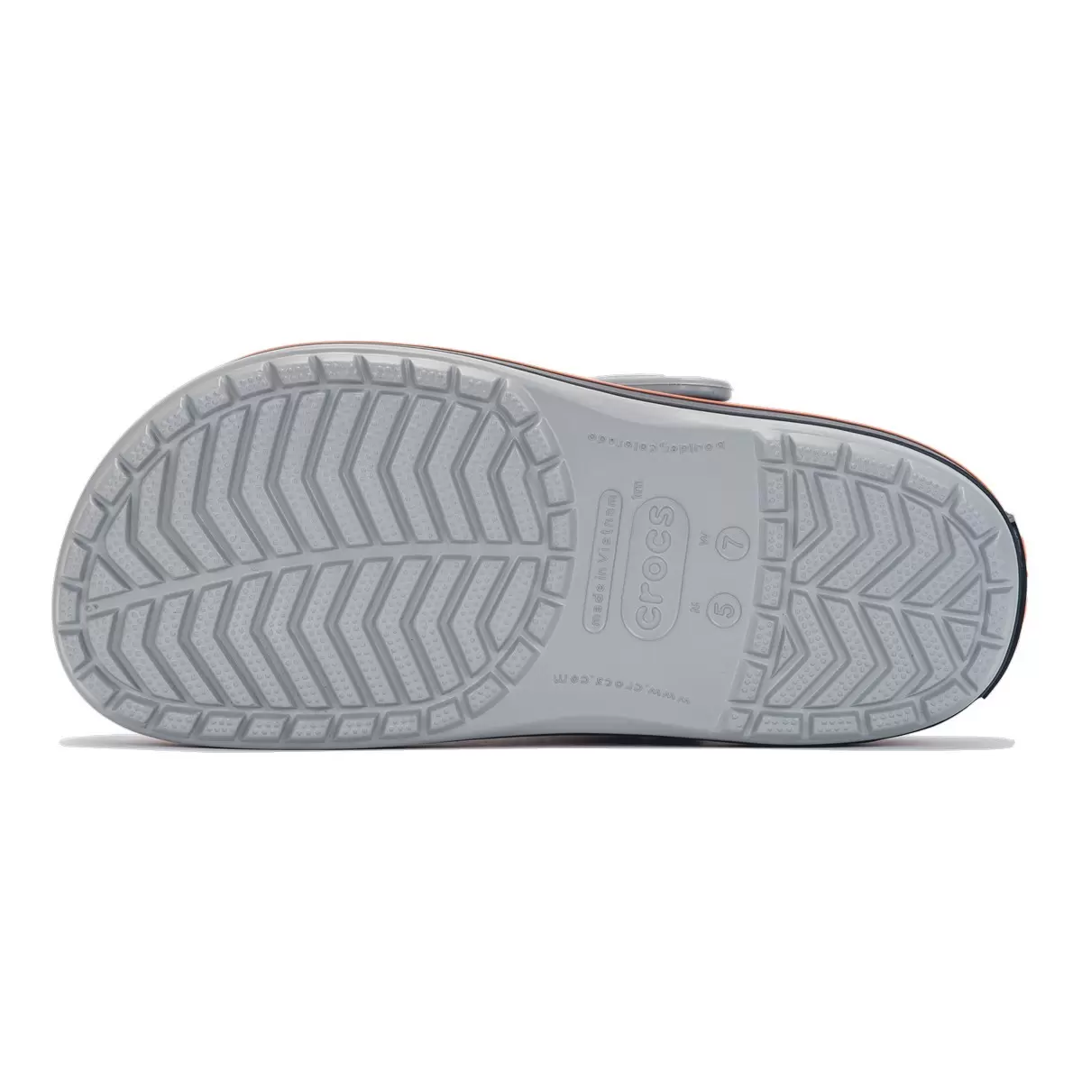 Crocs 中性款涼鞋 灰底橘邊條 US 7