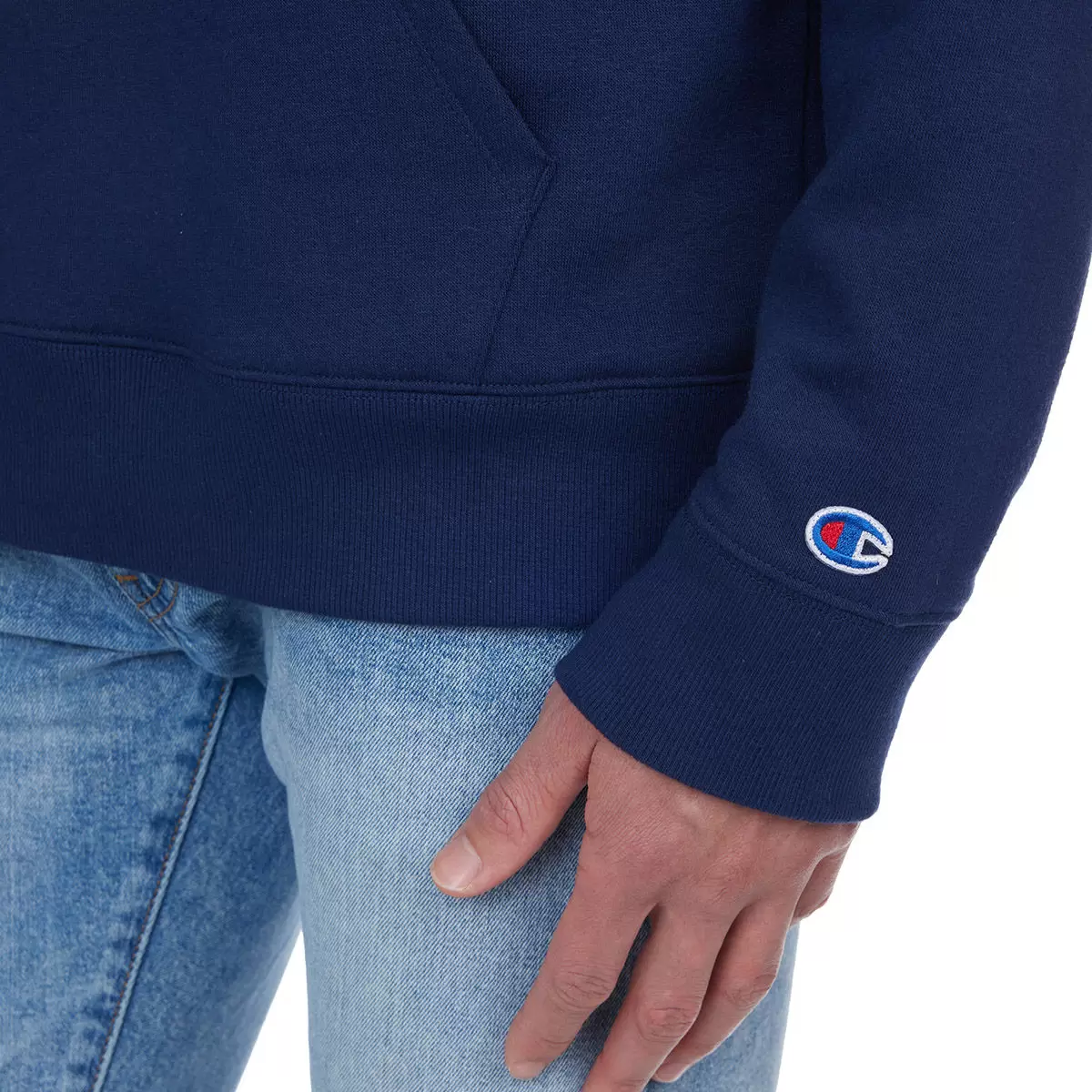 Champion 男刷毛連帽上衣 深藍 S