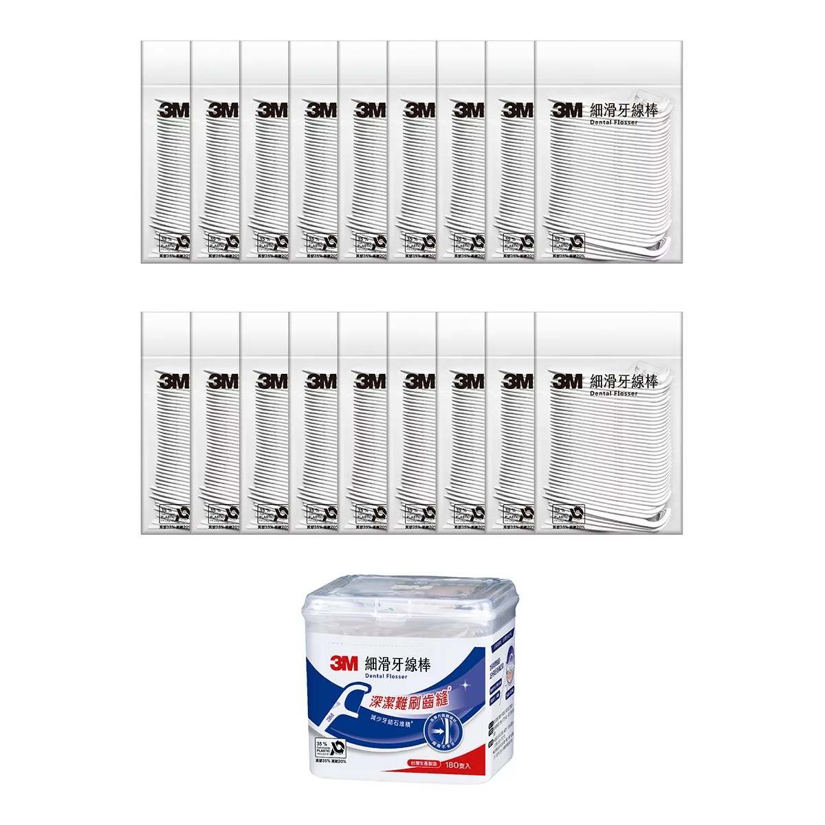3M 細滑牙線棒組合包 1080支 - 3