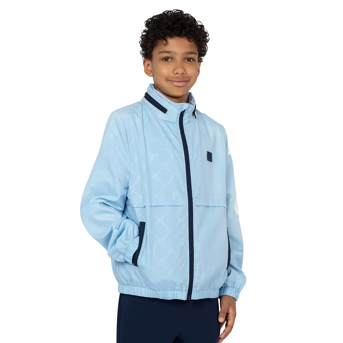 Fila 兒童連帽防風外套 淺藍 M