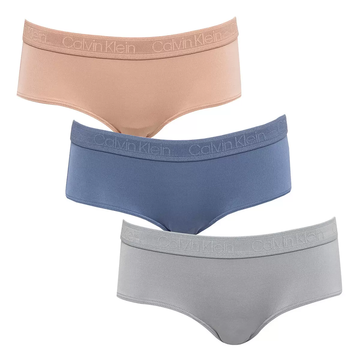 Calvin Klein 女內褲三入組 灰+藍+膚色 XL