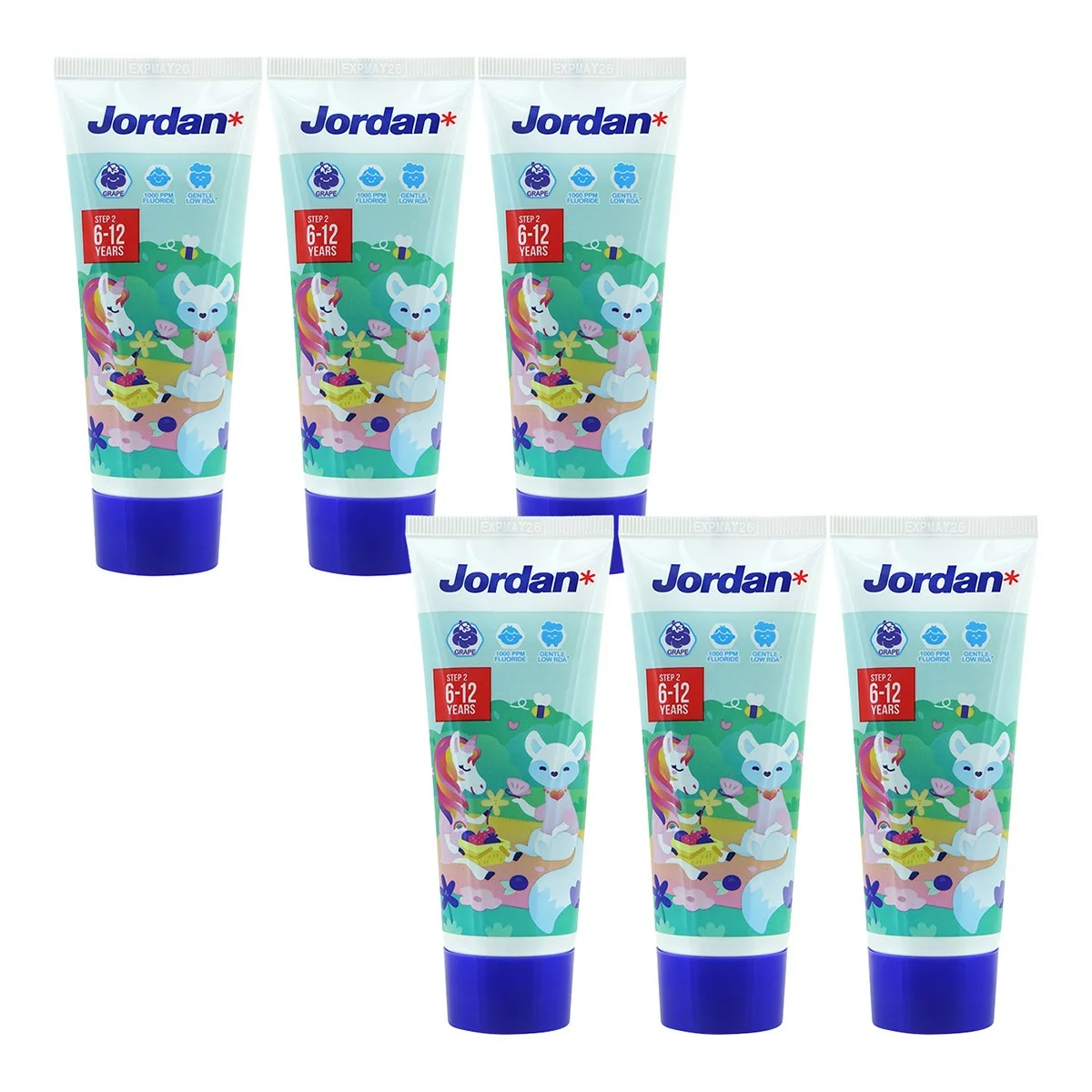 Jordan 6-12歲兒童牙膏 含氟1000ppm 葡萄口味 75公克 X 8入 - 2