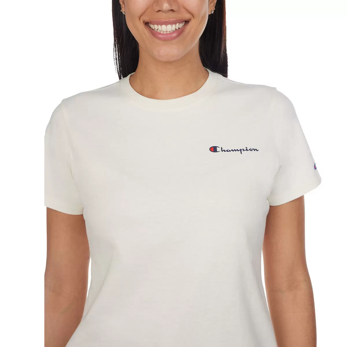 Champion 女Logo純棉圓領短袖上衣 米白 M