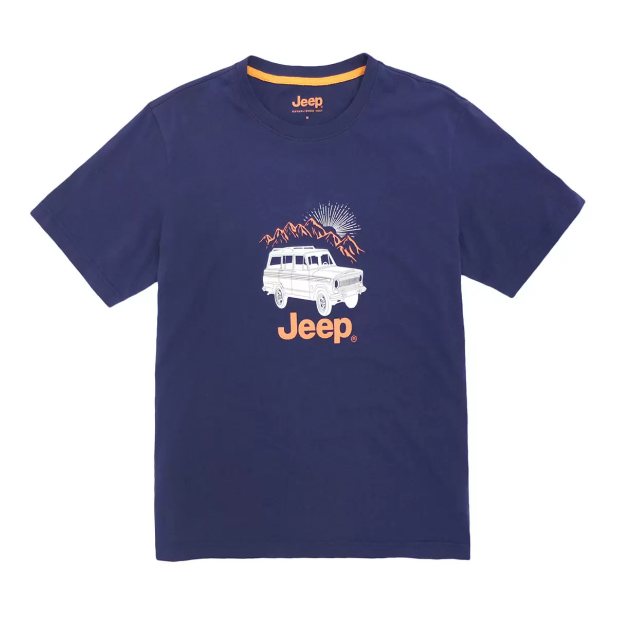 Jeep 男短袖純棉圖案T恤 深藍