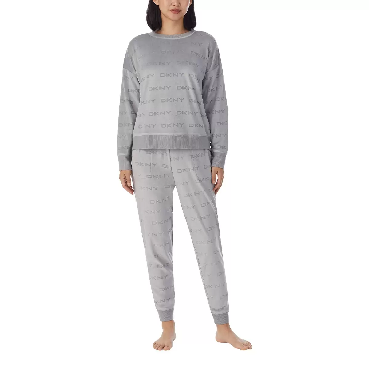 DKNY 女長袖睡衣套組 灰 L