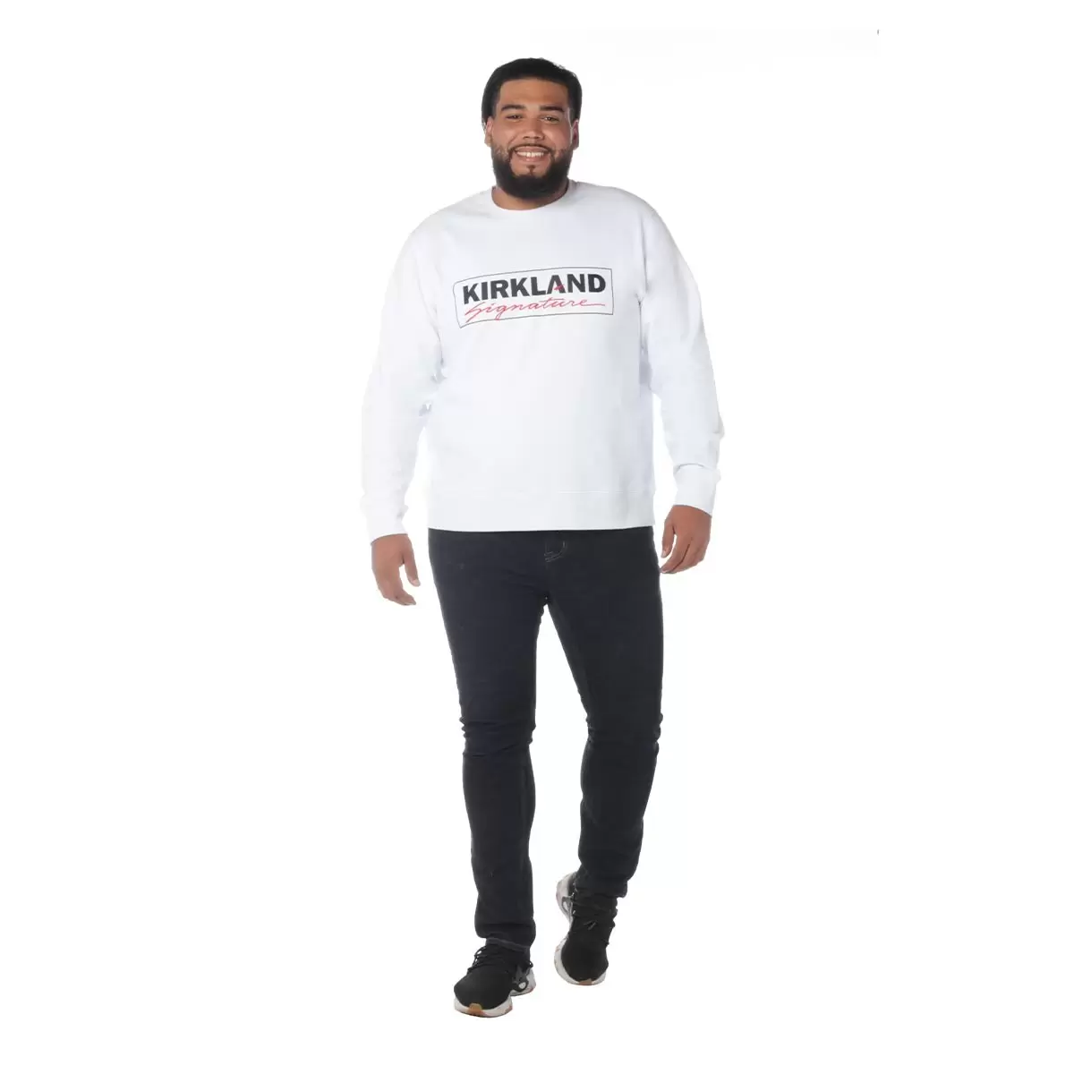 Kirkland Signature 科克蘭 刷毛圓領長袖 Logo 上衣 白 ML / WXL