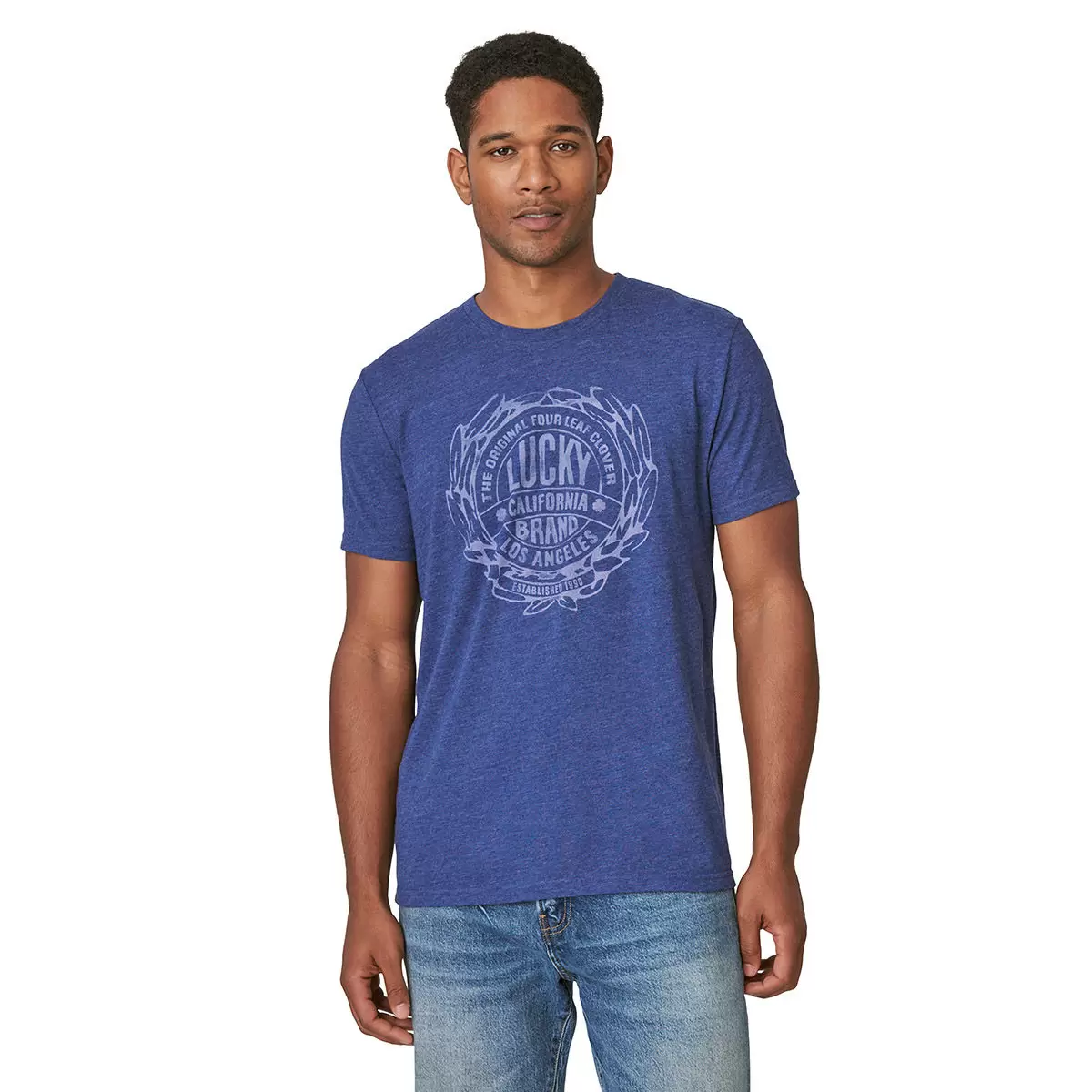Lucky Brand 男短袖上衣 深藍 L