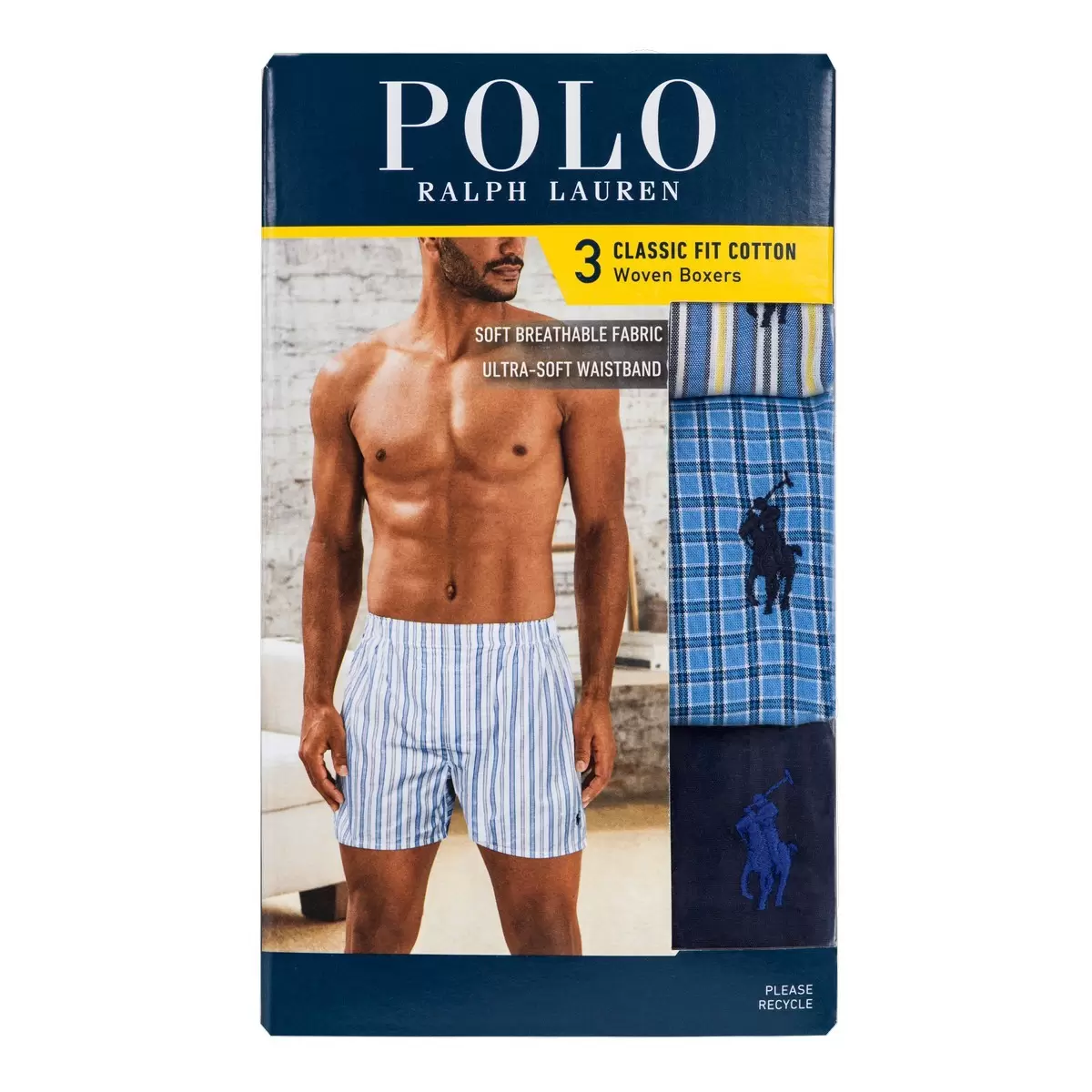 Polo Ralph Lauren 男棉質四角內褲三件組