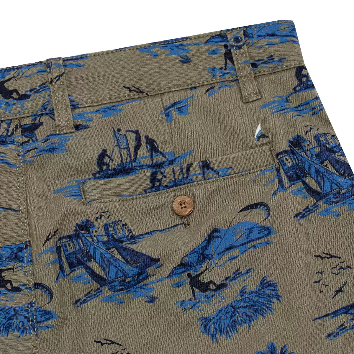 Tailor Vintage 男休閒棉麻短褲 深綠