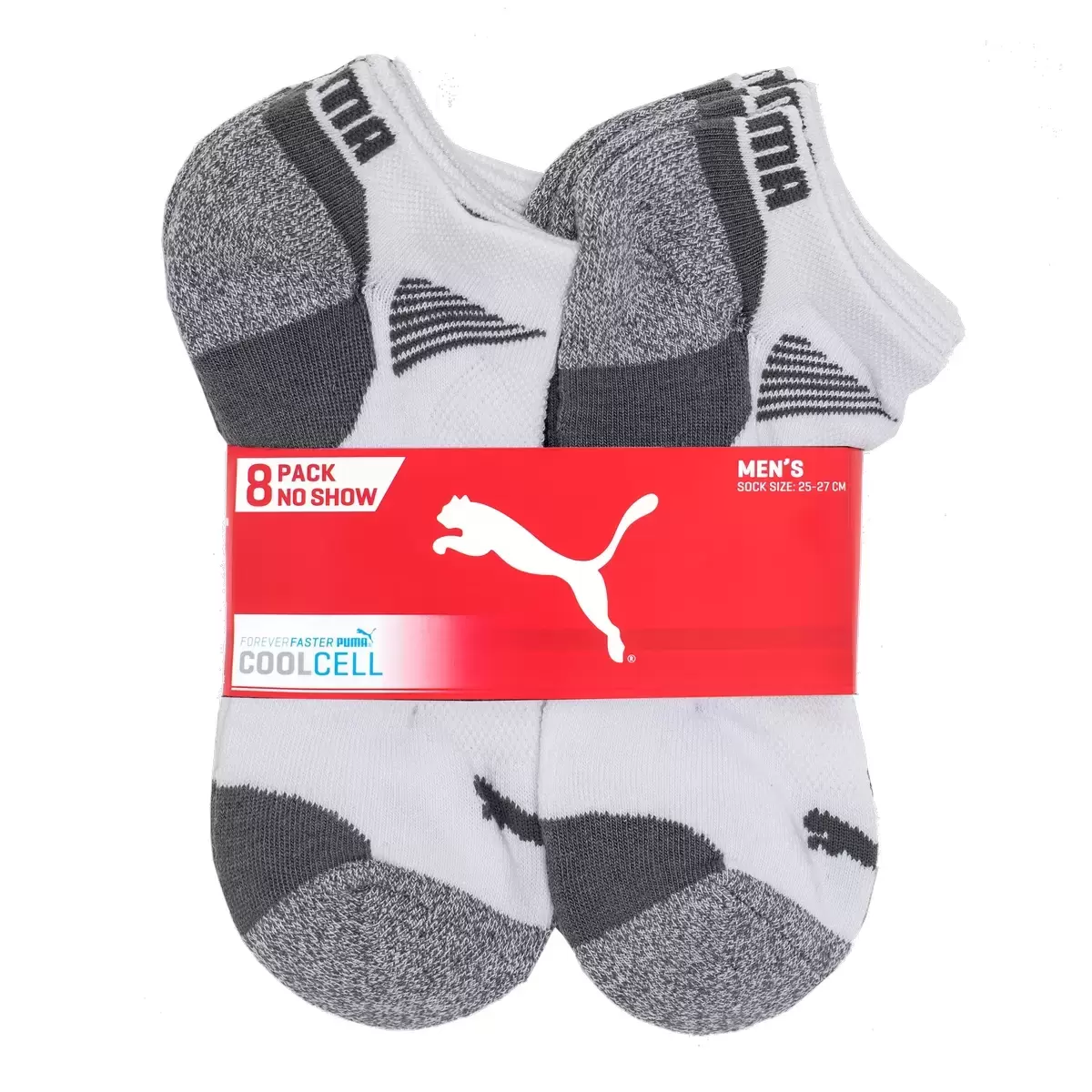 Puma 男運動短襪 8雙入 白/灰