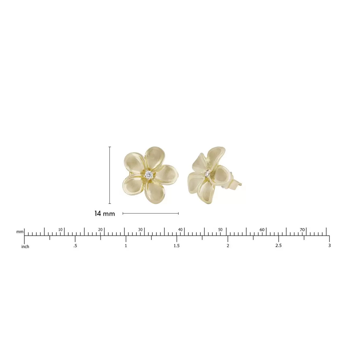 Honolulu Jewelry 0.06克拉 14K黃K金 雞蛋花造型鑽石耳環 2.3公克