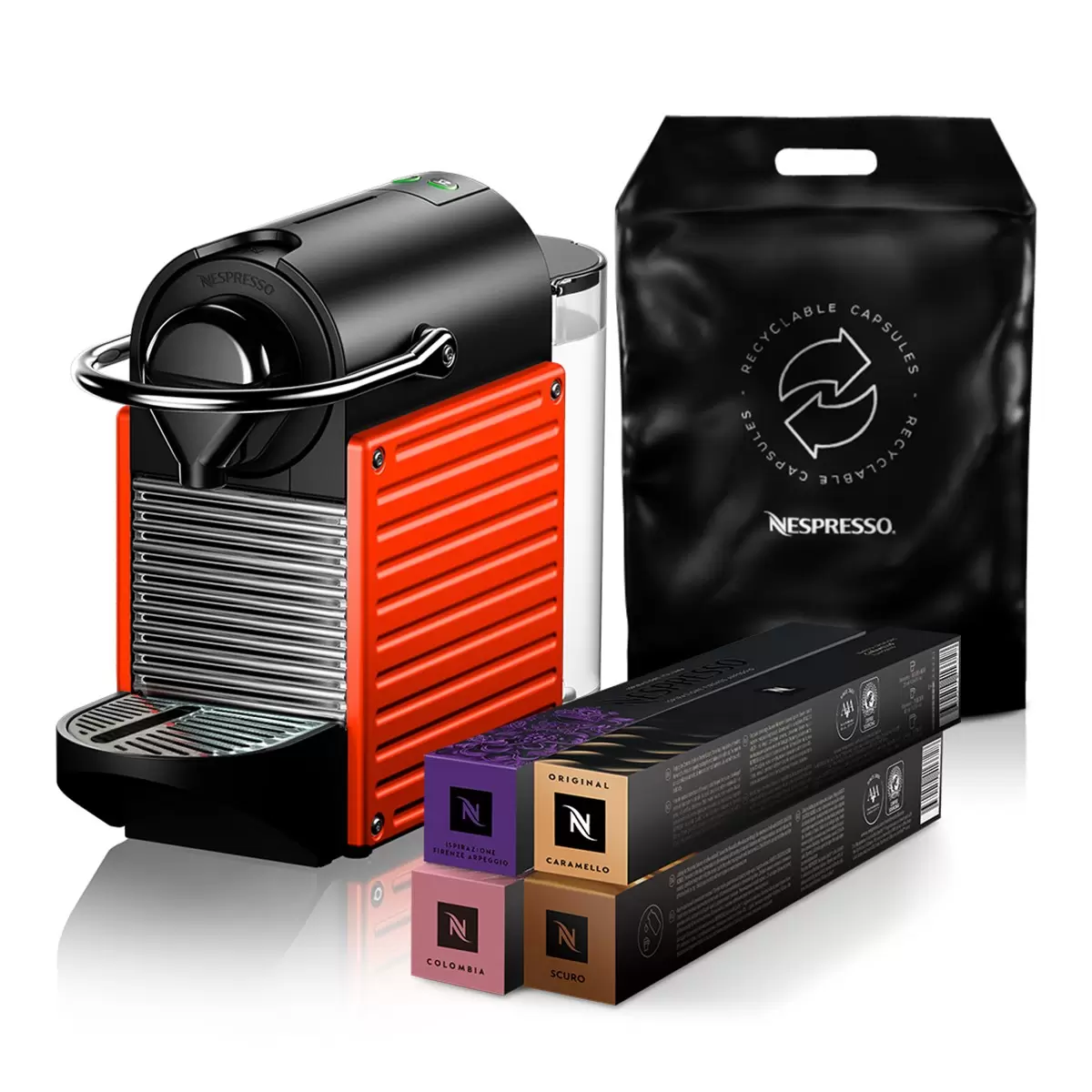 Nespresso Pixie 義式膠囊咖啡機 紅色 含40顆咖啡膠囊