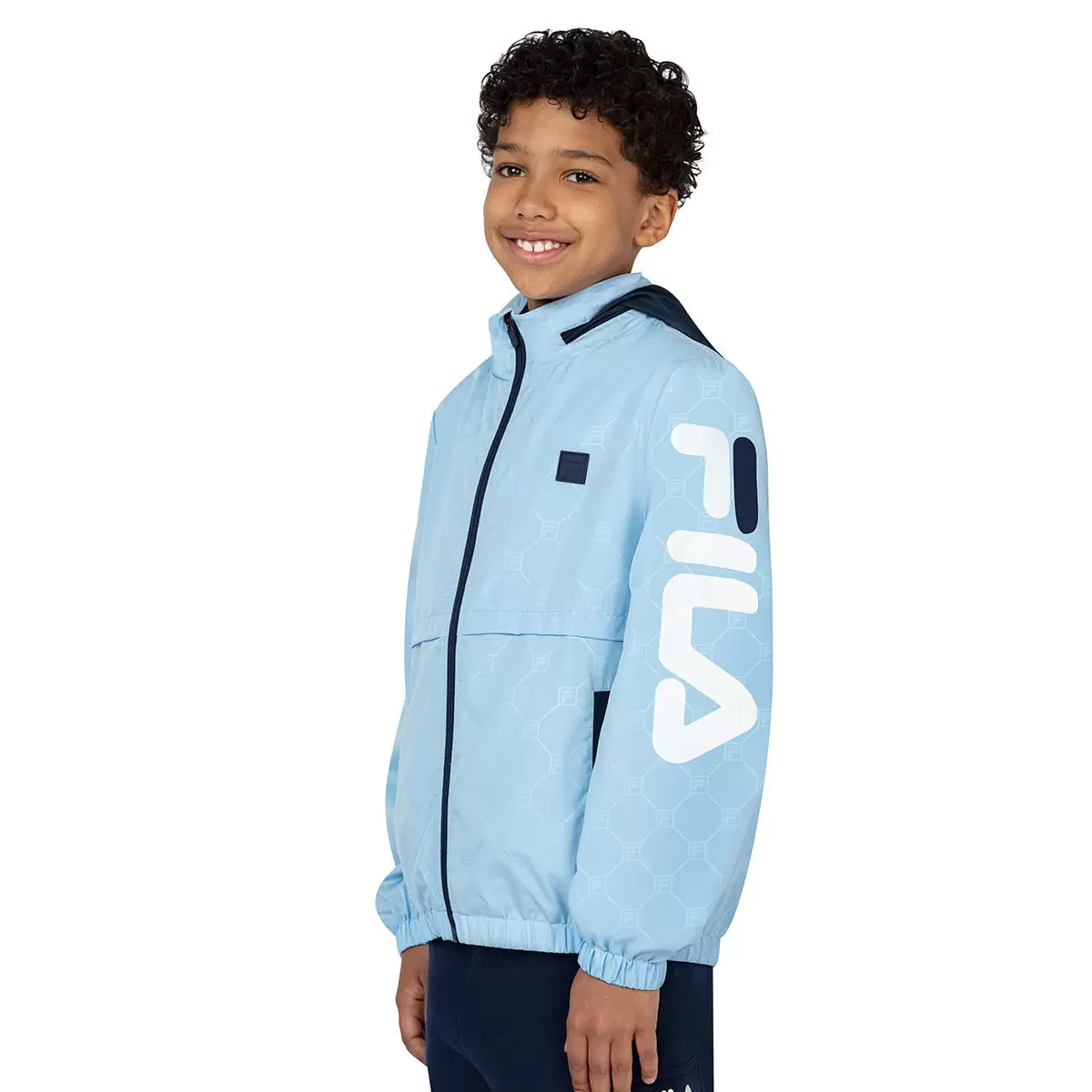 Fila 兒童連帽防風外套 淺藍 M